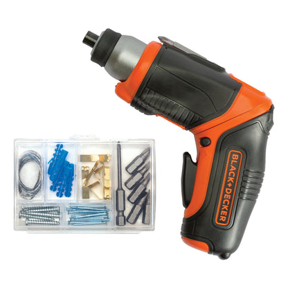 BLACK+DECKER 4V MAX Cordless Pivot Screwdriver with Picture-Hanging Kit