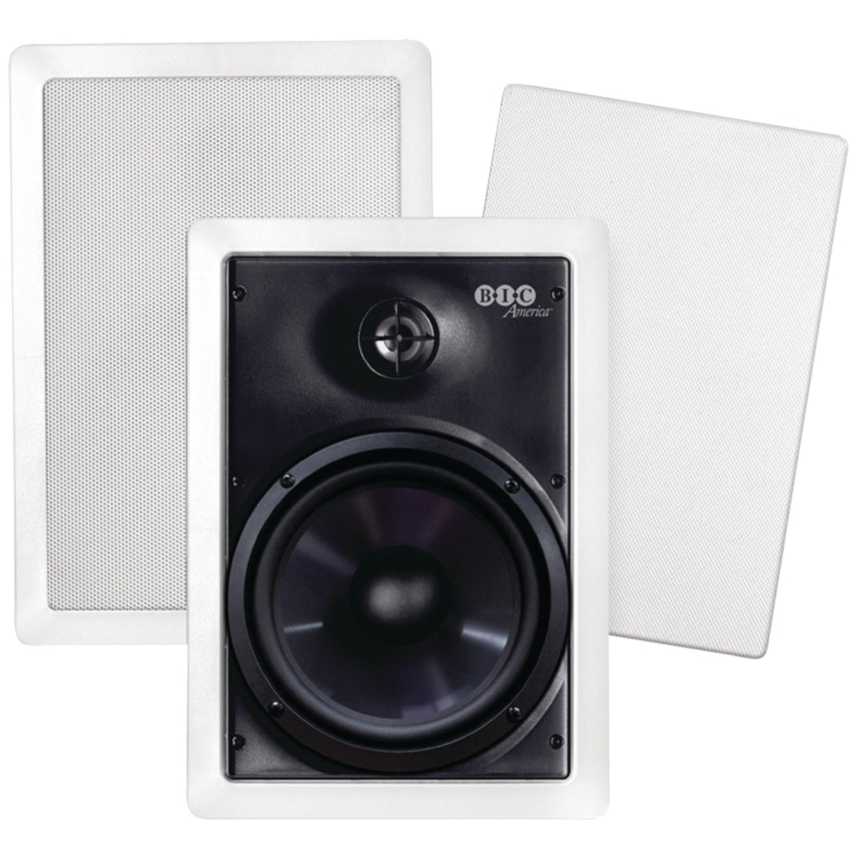 BIC America Muro 6.5-In. 2-Way Weather-Resistant In-Wall Speakers with Pivoting Tweeter, 150W, Pair