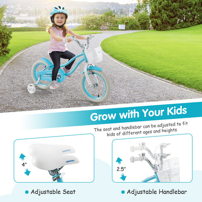 14/16/18 Inch Kids Bike with Dual Brakes and Adjustable Seat
