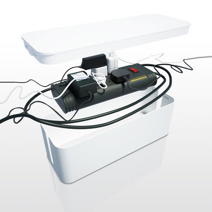 Bluelounge CableBox Cable Organizer & Surge Protector Box, 16 in. - White - angled view