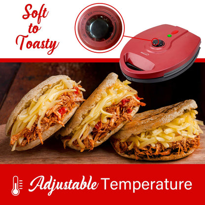 Brentwood 1,200W 5-Arepa Nonstick Arepa Maker, Red - view 5