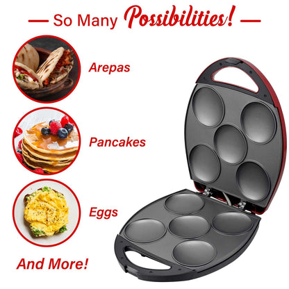 Brentwood 1,200W 5-Arepa Nonstick Arepa Maker, Red - view 6