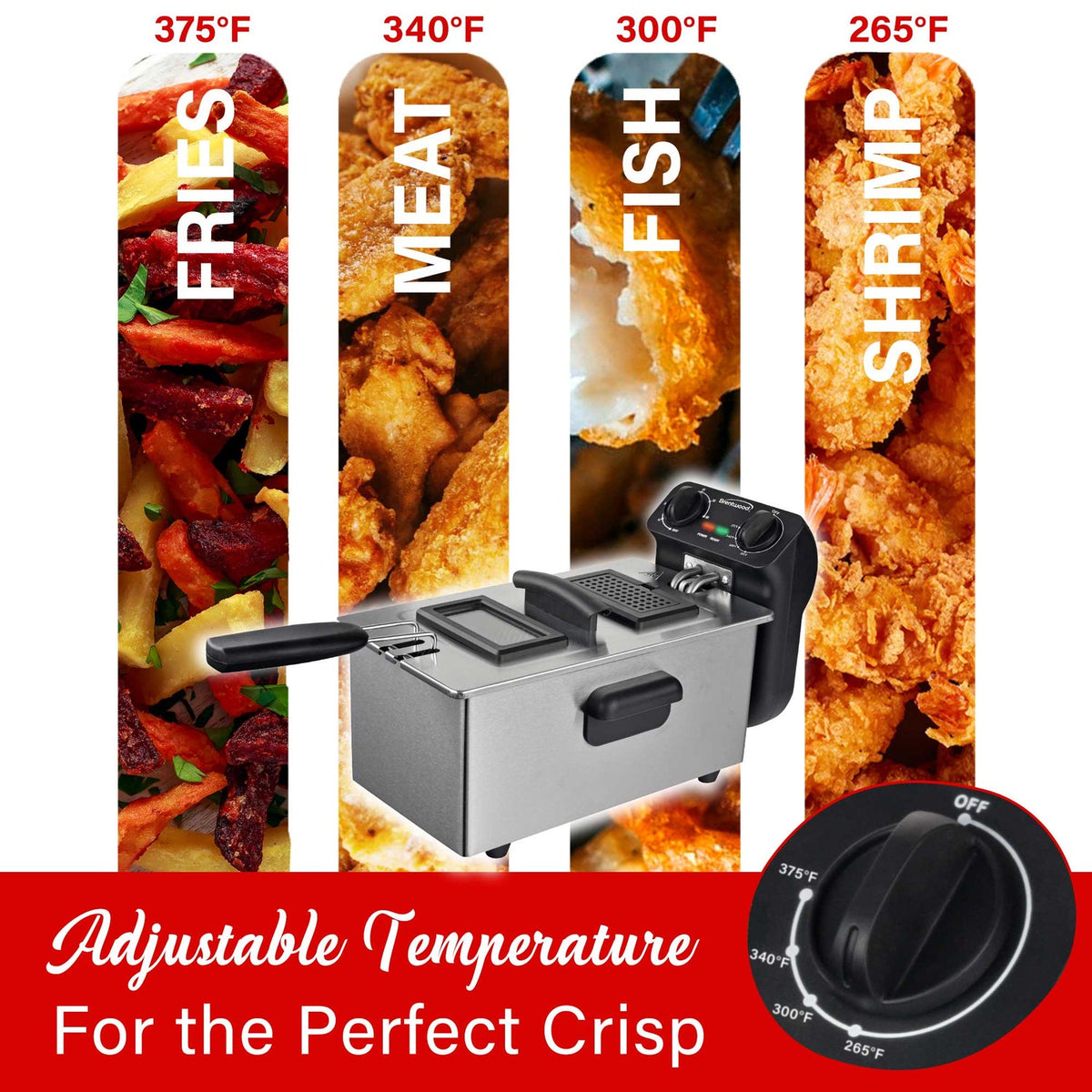 Brentwood 12-Cup 1,500W Stainless Steel Electric Deep Fryer with Timer - view 6