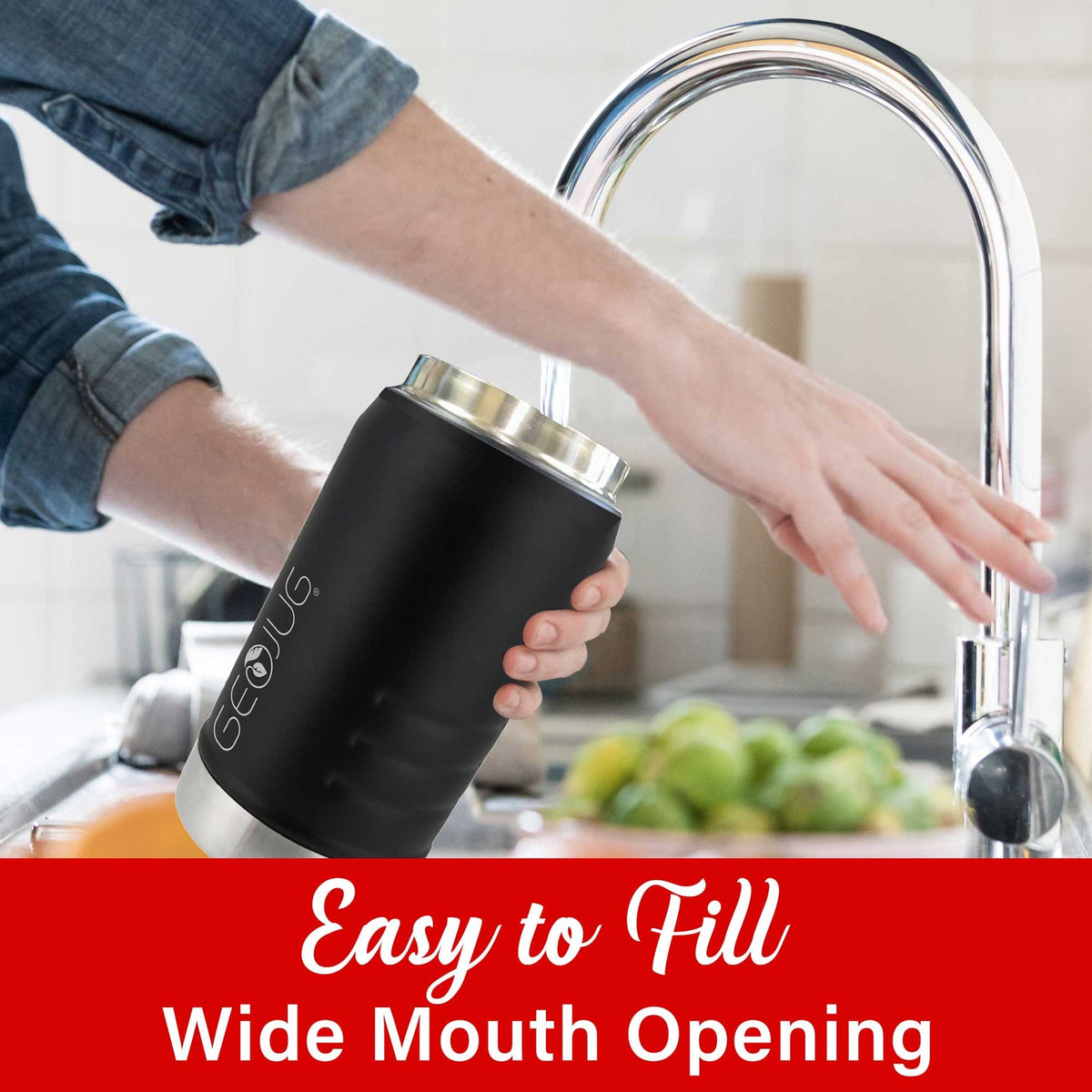 Brentwood Geojug 64 Oz. Vacuum-Insulated Stainless Steel Water Jug - Black - view 6
