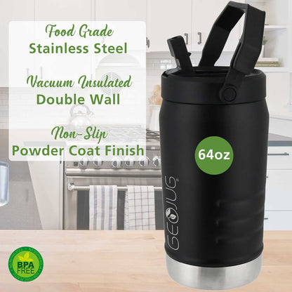 Brentwood Geojug 64 Oz. Vacuum-Insulated Stainless Steel Water Jug - Black - view 7