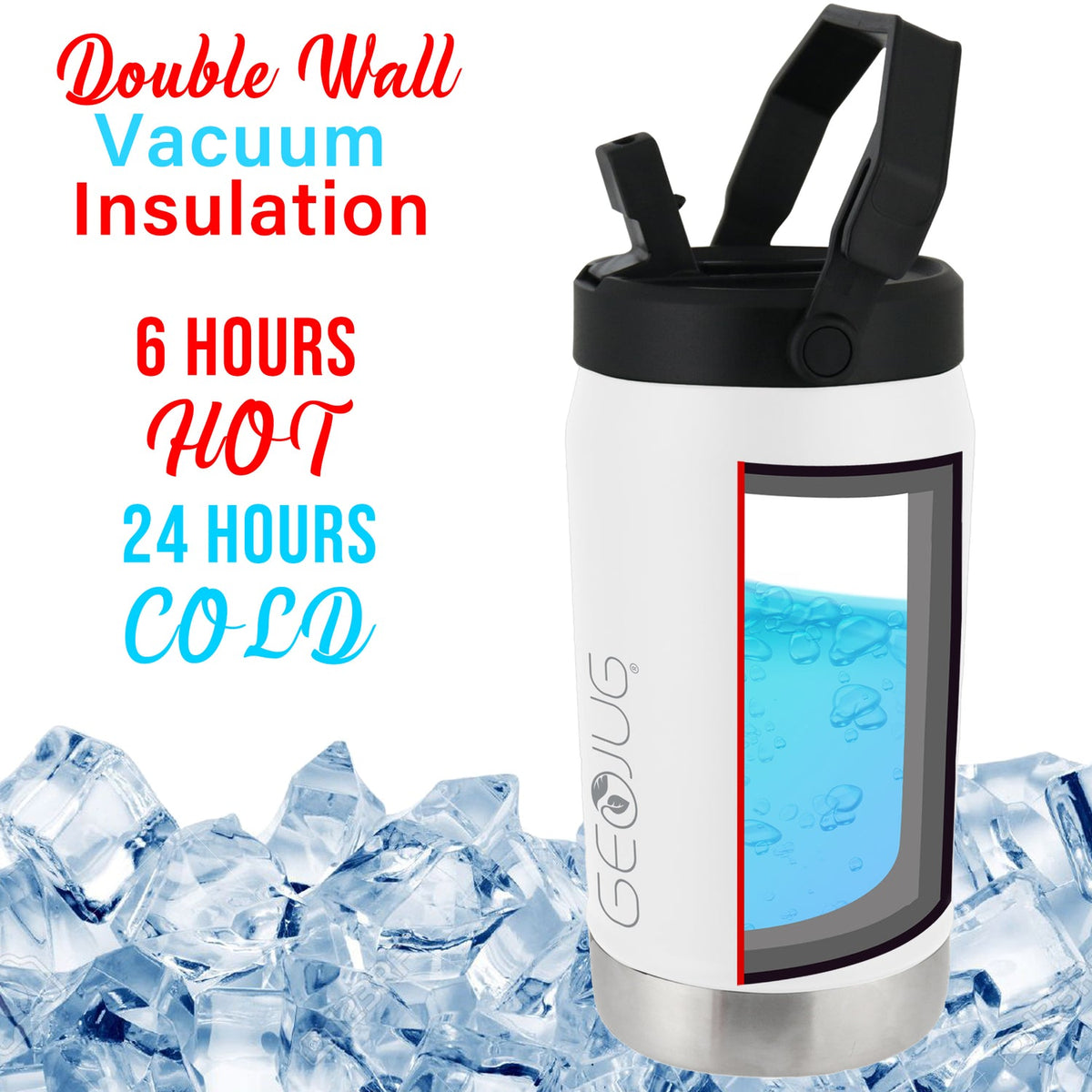 Brentwood Geojug 64 Oz. Vacuum-Insulated Stainless Steel Water Jug - Cream - view 3