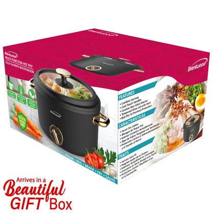 Brentwood 2.6 Qt. 700W Electric Hot Pot with Ceramic Nonstick and Steamer, Black - view 8