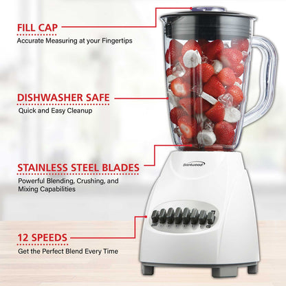 Brentwood 50 Oz. 12-Speed 350W Electric Blender, White - view 7