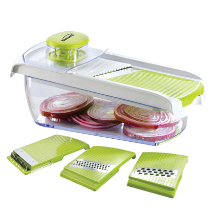 Brentwood Mandolin Slicer with 5-Cup Container and 4 Stainless Steel Blades, Green - view 2