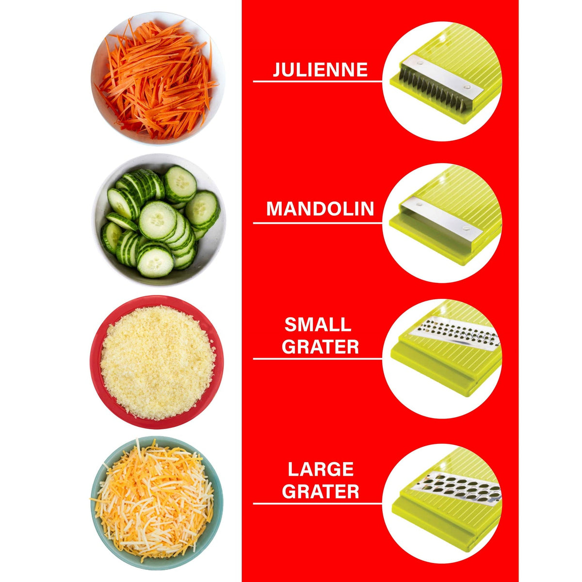 Brentwood Mandolin Slicer with 5-Cup Container and 4 Stainless Steel Blades, Green - view 5