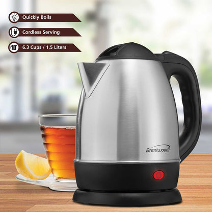 Brentwood 1.58 Qt. Stainless Steel Cordless Electric Kettle - view 3