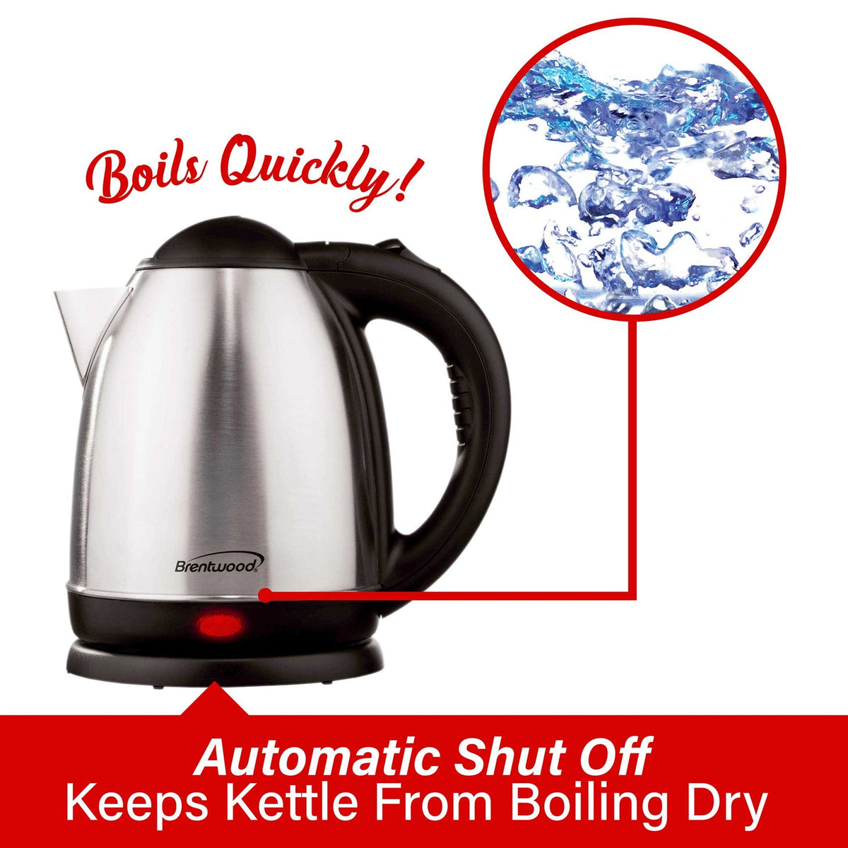 Brentwood 1.58 Qt. Stainless Steel Cordless Electric Kettle - view 6