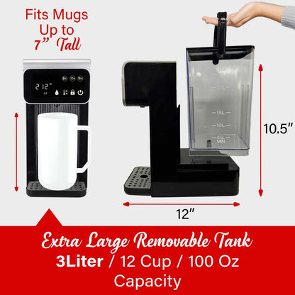 Brentwood 2.7 Qt. 1,800W Digital Instant Hot Water Dispenser, Black - view 3