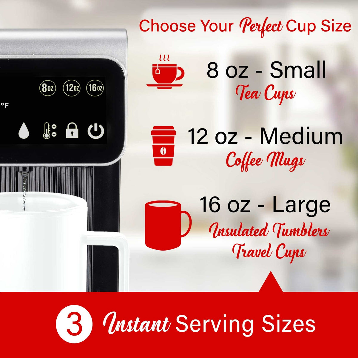 Brentwood 2.7 Qt. 1,800W Digital Instant Hot Water Dispenser, Black - view 4