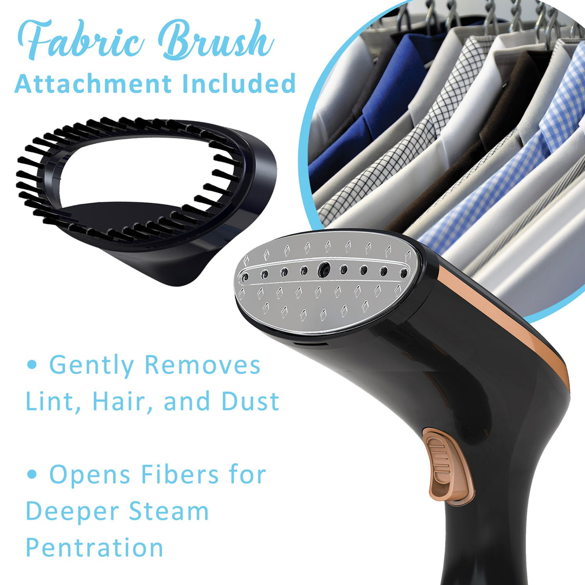 Brentwood 1,200W Handheld Garment Steamer with Stainless Steel Soleplate, Black - view 6
