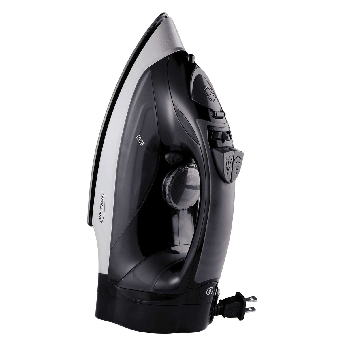 Brentwood 1,200W Nonstick Steam Iron with Retractable Cord - Black