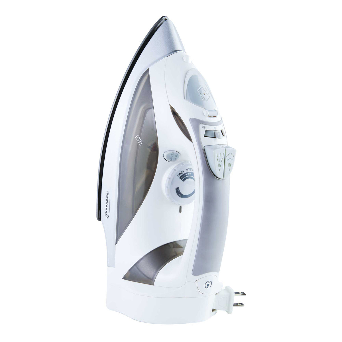 Brentwood 1,200W Nonstick Steam Iron with Retractable Cord - White