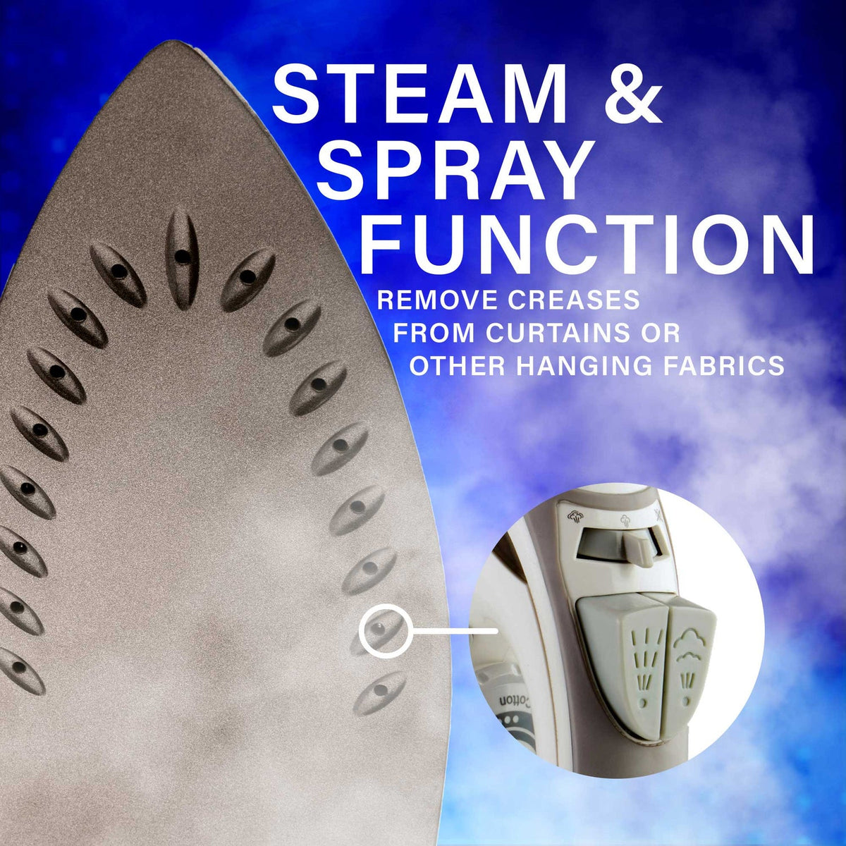 Brentwood 1,200W Nonstick Steam Iron with Retractable Cord - White - view 3