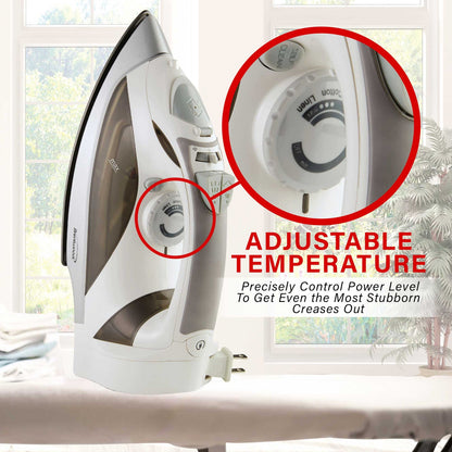 Brentwood 1,200W Nonstick Steam Iron with Retractable Cord - White - view 4