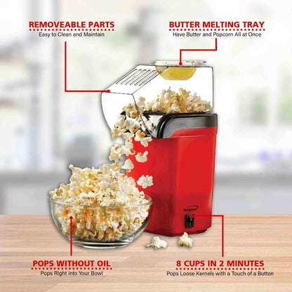 Brentwood 8-Cup 1,200W Hot Air Popcorn Maker, Red - view 6