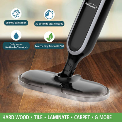 Brentwood 1,100W Hard-Floor Steam Mop with Carpet Glider and 2 Pads, Black - view 3