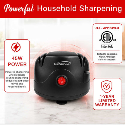 Brentwood Electric 2-Stage Knife and Tool Sharpener, Black - view 8