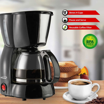 Brentwood 650W 4-Cup Coffee Maker, Black - view 2