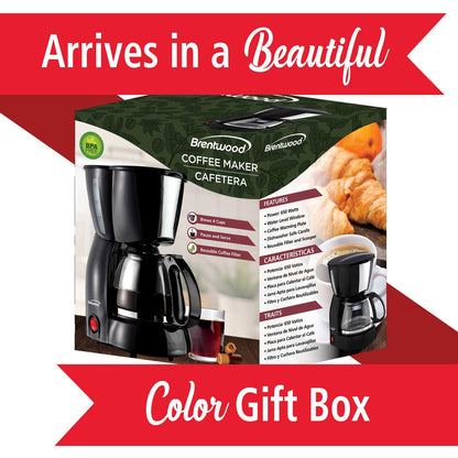 Brentwood 650W 4-Cup Coffee Maker, Black - view 7