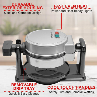 Brentwood 5 In. Nonstick Flip Belgian Waffle Maker, Silver - view 7