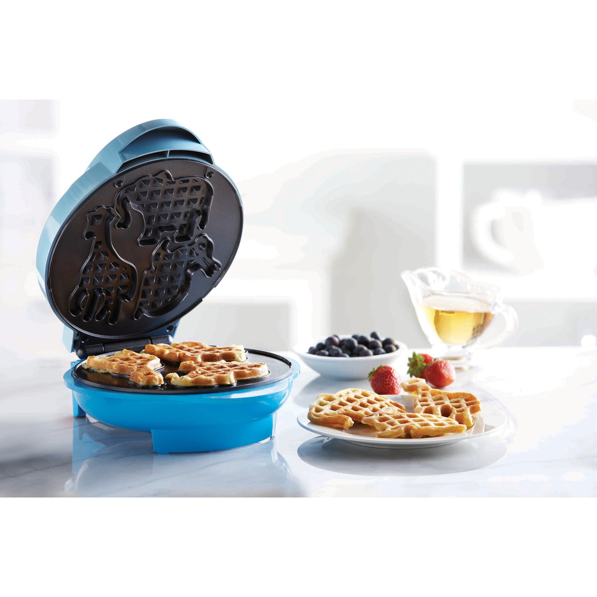 Brentwood Mini Animal Shape Waffle Maker, Nonstick, 750W, Blue - view 2