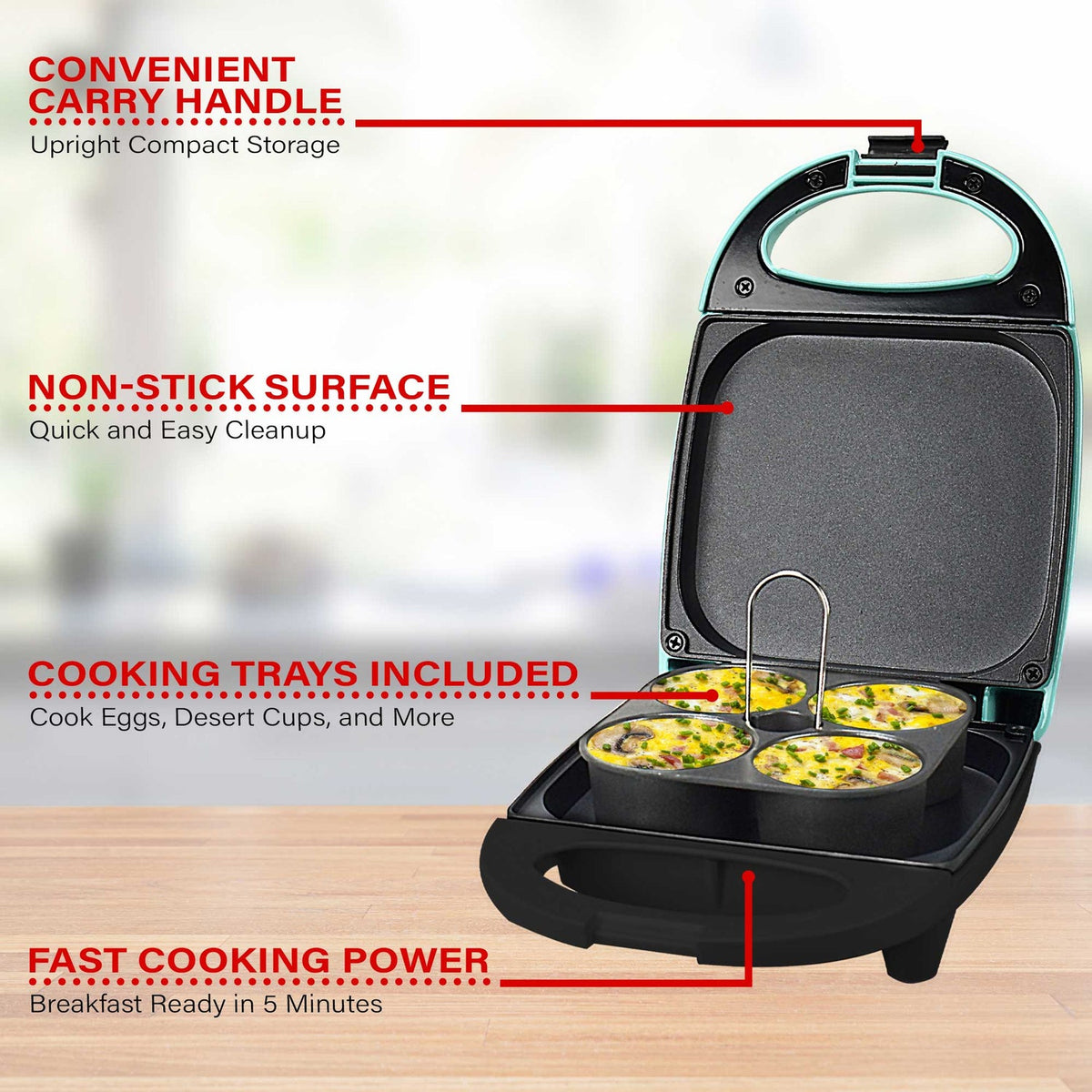 Brentwood 530W Mini Sous Vide-Style Egg Bite Maker, Blue - view 7