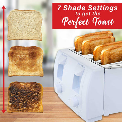 Brentwood Cool-Touch 4-Slice 1,300W Extra-Wide Slot Toaster, White - view 3