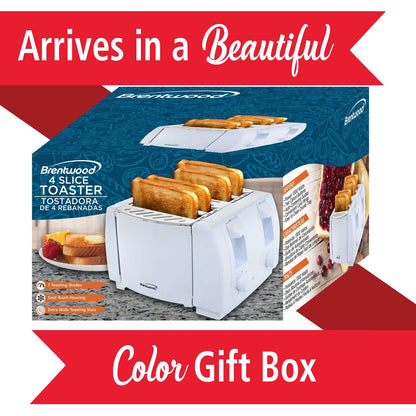 Brentwood Cool-Touch 4-Slice 1,300W Extra-Wide Slot Toaster, White - view 6