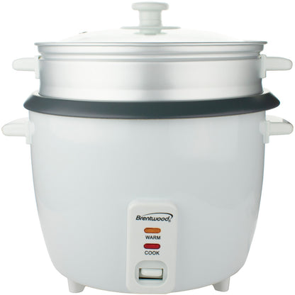 Brentwood 20-Cup (Uncooked) Electric Rice Cooker & Food Steamer with Auto Warm, White