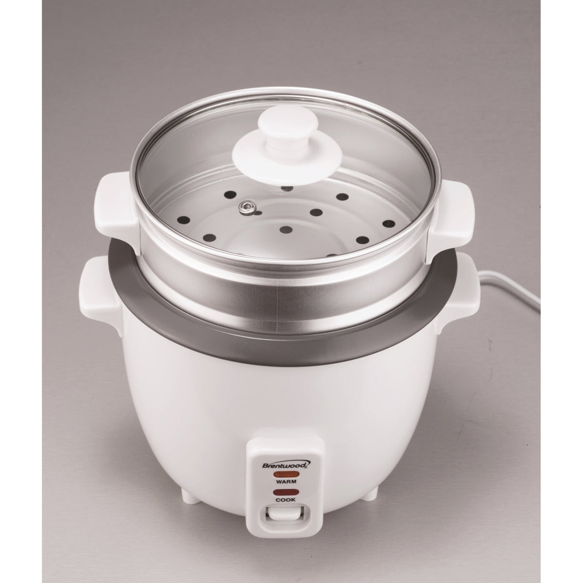Brentwood 20-Cup (Uncooked) Electric Rice Cooker & Food Steamer with Auto Warm, White - view 7