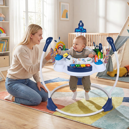 Baby Activity Center Baby Jumper and Bouncer with 6 Interactive Toys Lights and Music-Blue