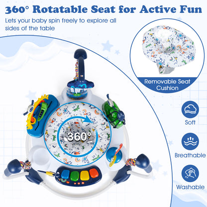 Baby Activity Center Baby Jumper and Bouncer with 6 Interactive Toys Lights and Music-Blue