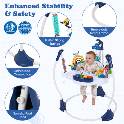 Baby Activity Center Baby Jumper and Bouncer with 6 Interactive Toys Lights and Music-Blue