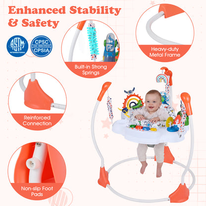 Baby Activity Center Baby Jumper and Bouncer with 6 Interactive Toys Lights and Music-Orange