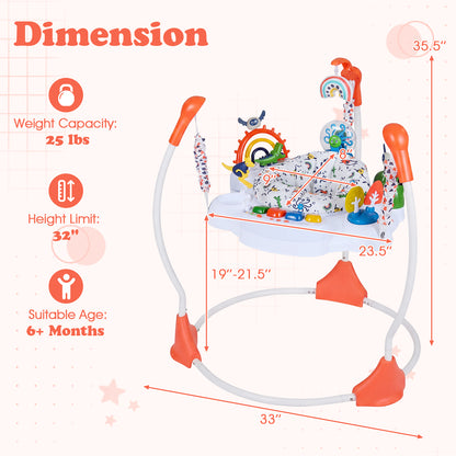 Baby Activity Center Baby Jumper and Bouncer with 6 Interactive Toys Lights and Music-Orange