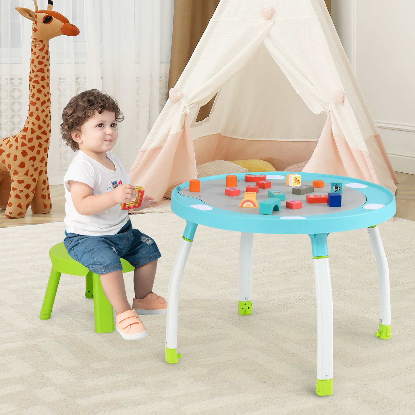 5-in-1 Baby Activity Center Interactive Bounce Seat with Removable Toys