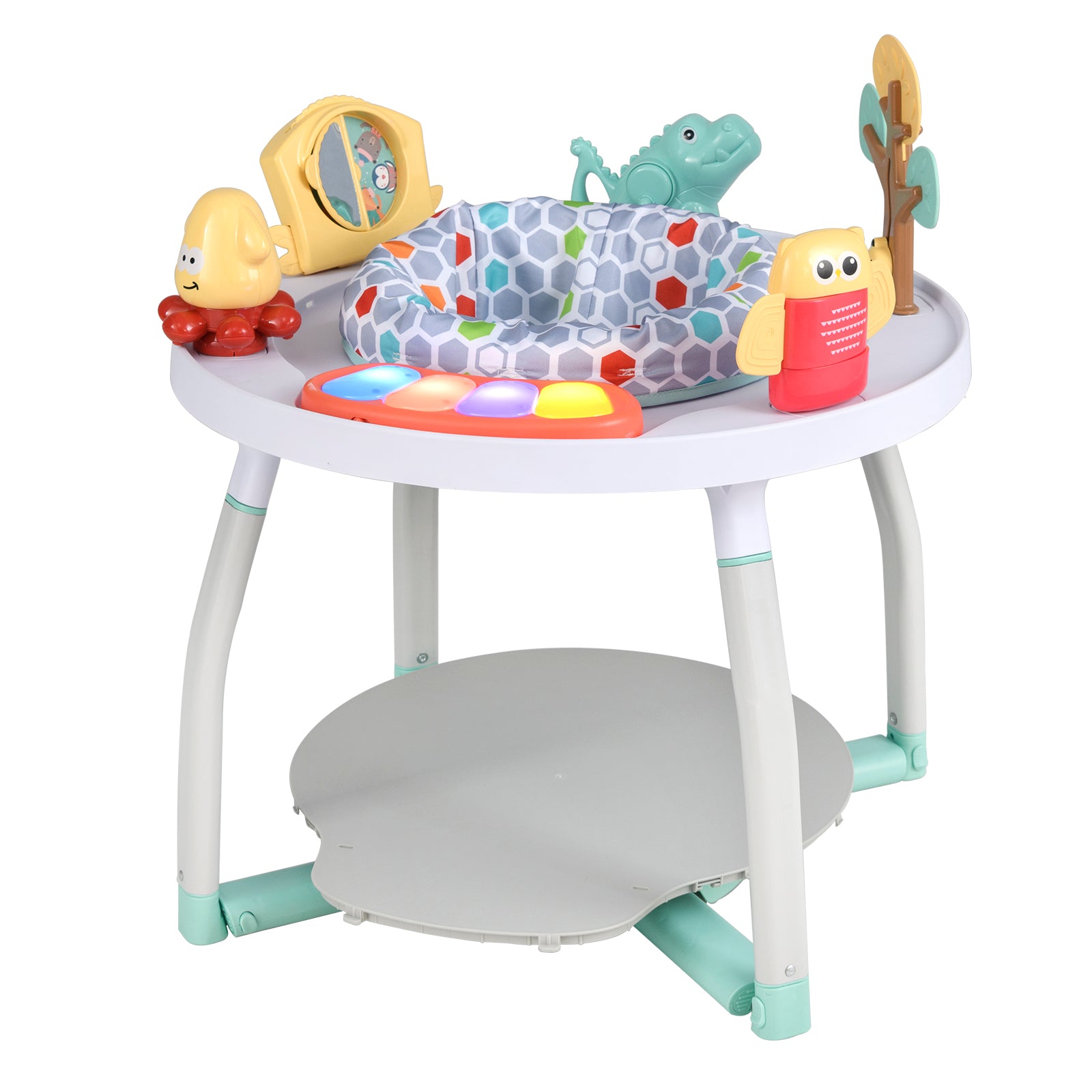 5-in-1 Baby Activity Center Interactive Bounce Seat with Removable Toys-Blue - White