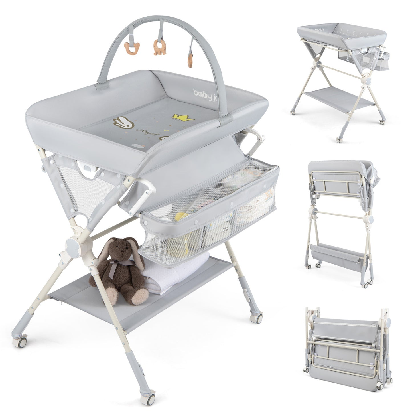 Baby Changing Table Foldable Diaper Changing Station with Storage Bag and Shelf
