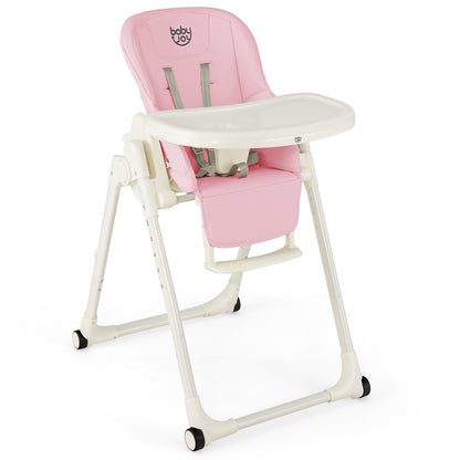 4-in-1 Baby High Chair with 6 Adjustable Heights-Beige - Pink