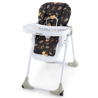 3-In-1 Convertible Baby High Chair for Toddlers-Purple - Dark Brown