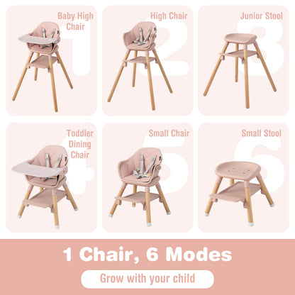 6-in-1 Baby High Chair with Removable Dishwasher and Safe Tray-White