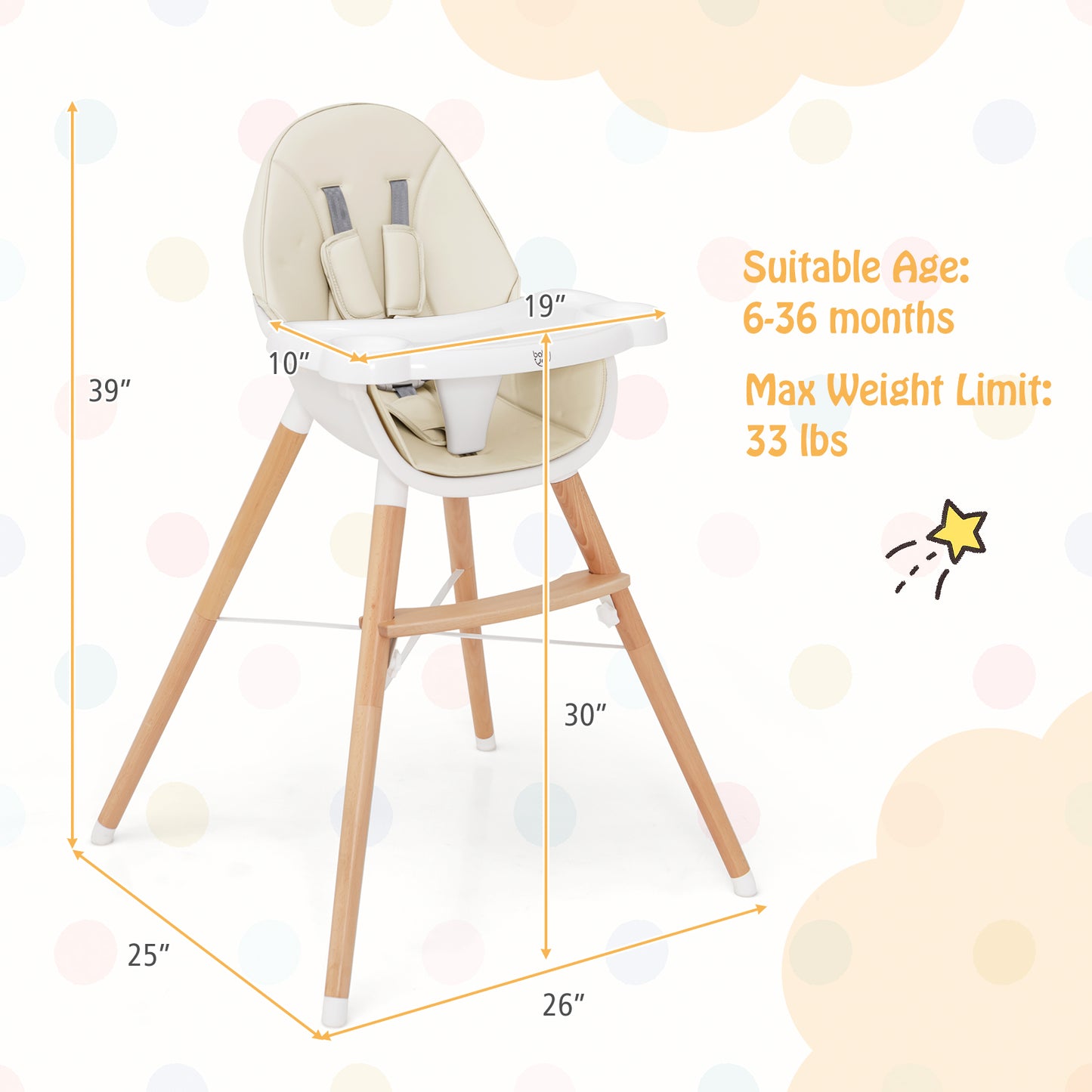 Baby High Chair with Dishwasher Safe Tray