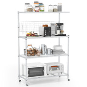 4-Tier Bakers Rack on Wheels with Adjustable Shelves-Silver