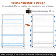 4-Tier Bakers Rack on Wheels with Adjustable Shelves-Silver