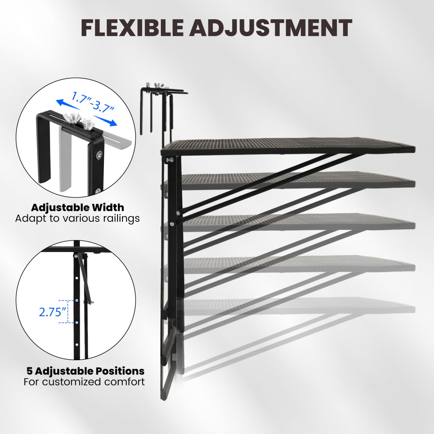31.5 Inch Large Metal Folding Bar Table with 5